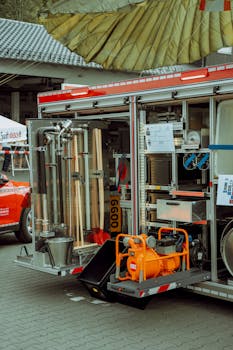 Detailed view of firetruck equipment setup in Morsbach, showcasing modern emergency tools.